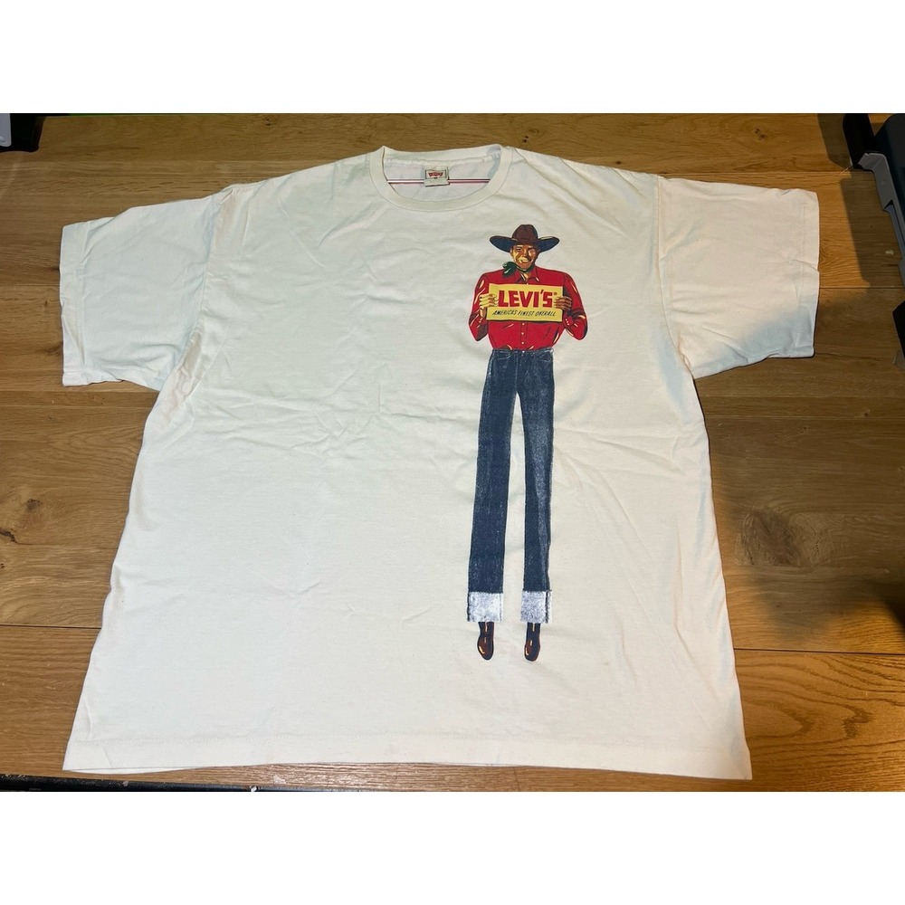 Vintage 90s Levis T-Shirt XL USA Single Stitch Big E Advertising Cowboy Western